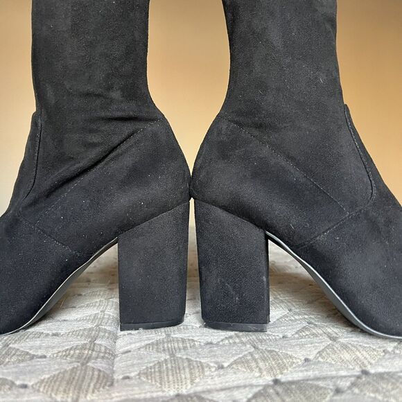 Steve Madden Rational Black Stretch Faux Suede Over The Knee Boots Women’s 7.5 M - Picture 3 of 16